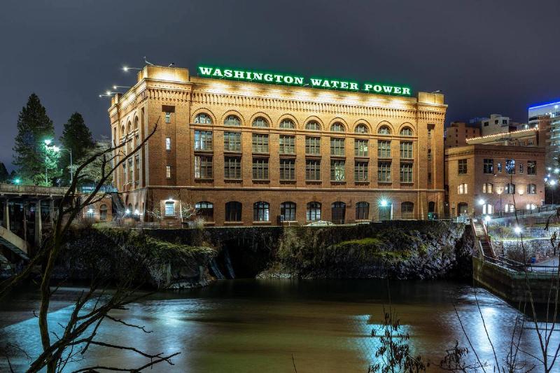 Spokane, Washington Washington Water Power building at night in Spokane, Washington