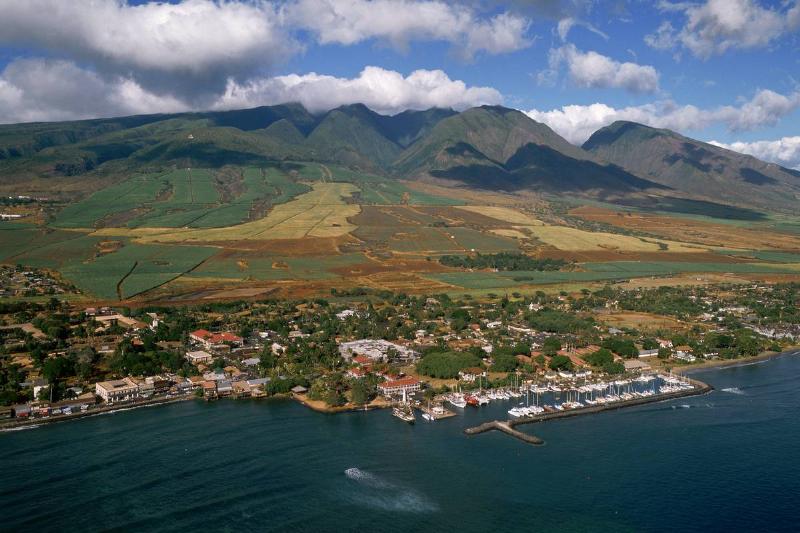 Aerial View of Lahaina on the Coast of Maui