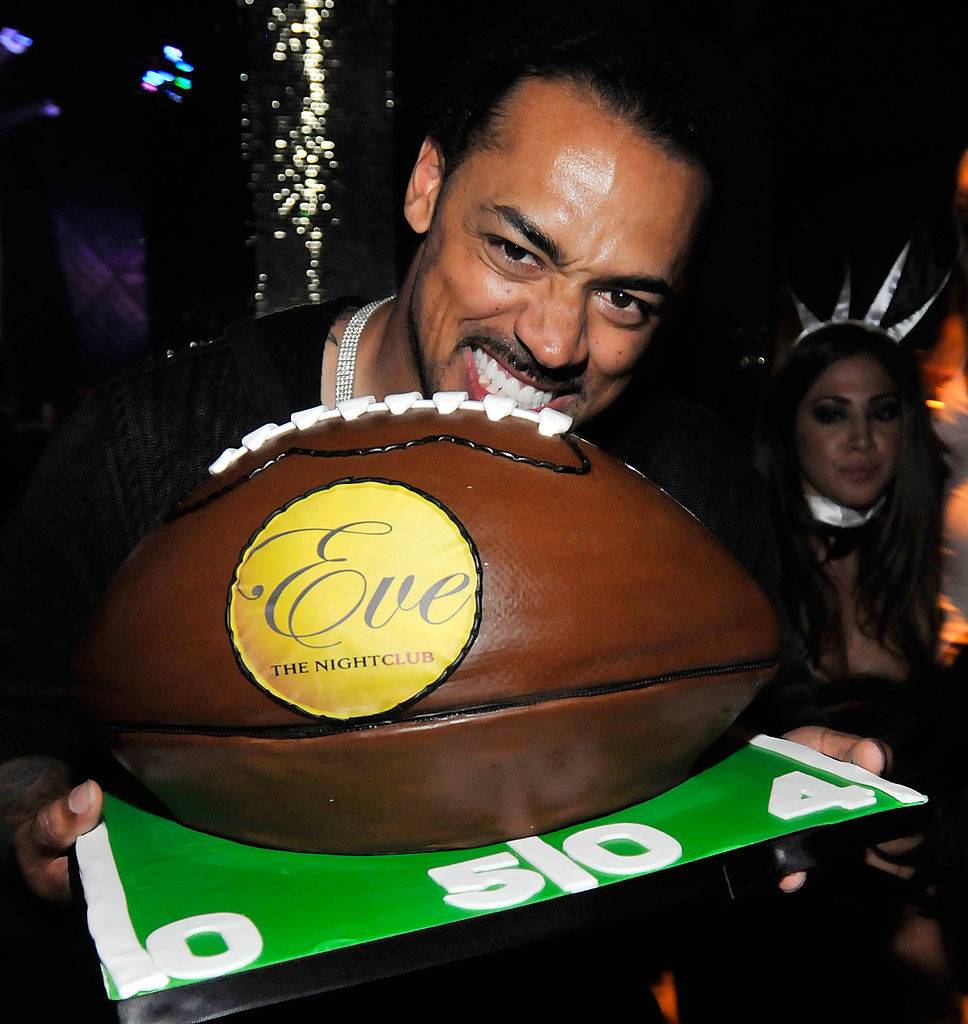 Green Bay Packers' linebacker Nick Barnett celebrates his birthday with football cake