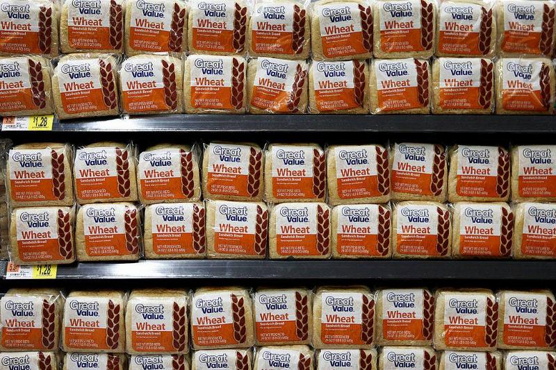 great value 151887471 great value wheat bread on shelves
