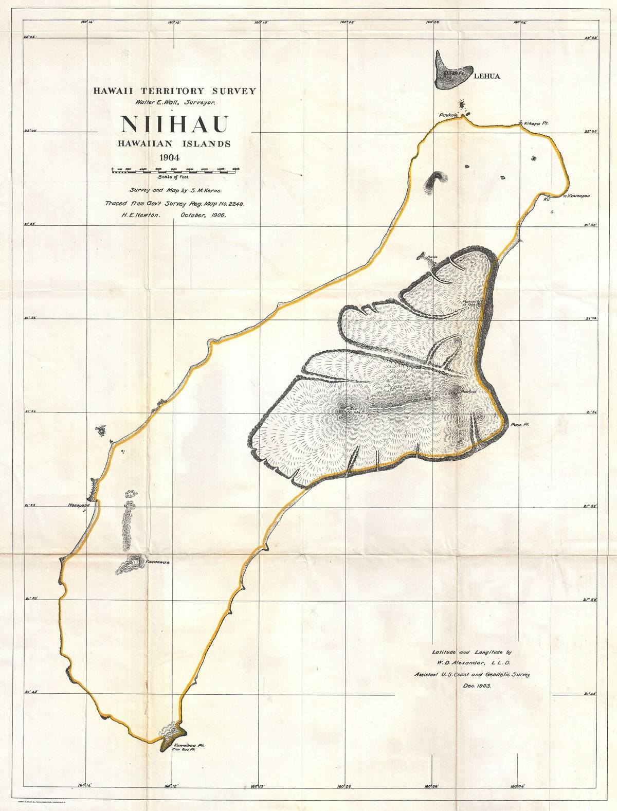 1904, Land Office Map of Niihau, Hawaii