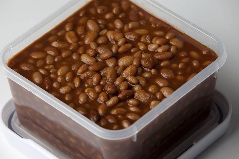 baked beans 451188248 baked beans in a plastic container