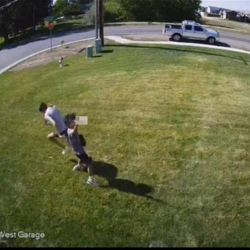 lawn cutting flipped off camera