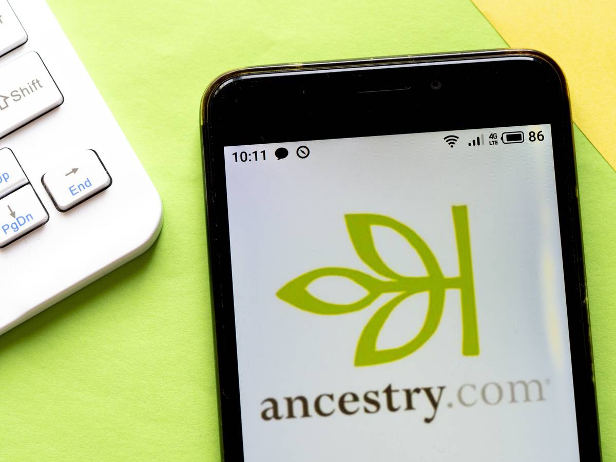 Ancestry.com In this photo illustration an Ancestry.com logo seen displayed on a smartphone