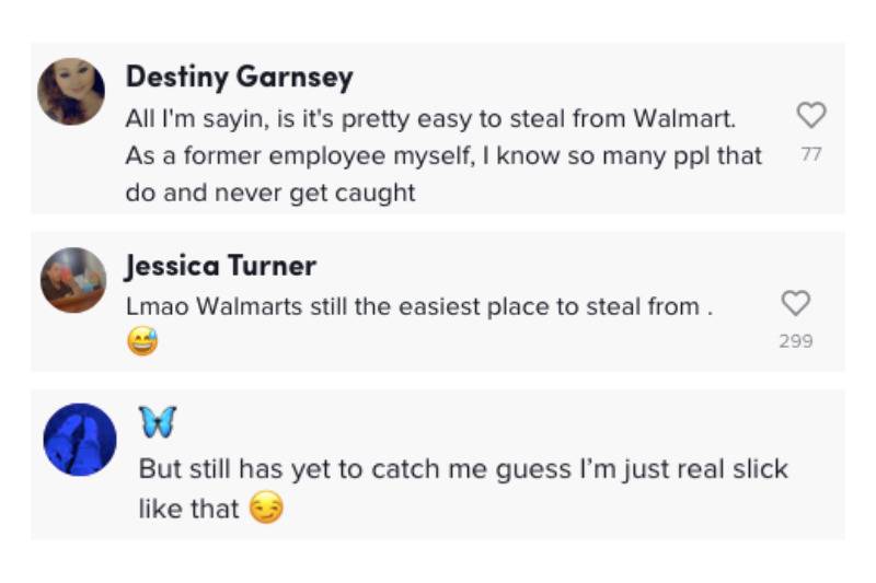 Comments Comments from TikTok about stealing from Walmart