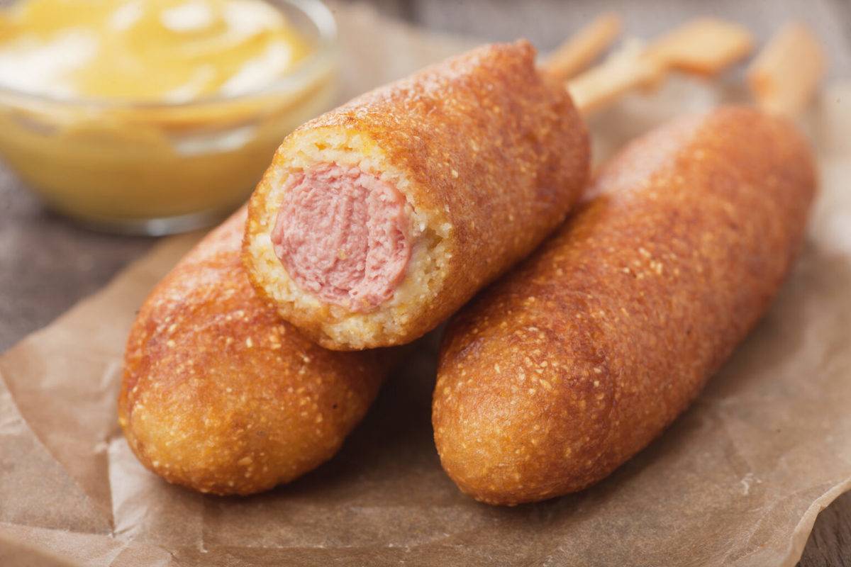 corn dog with a bite taken out