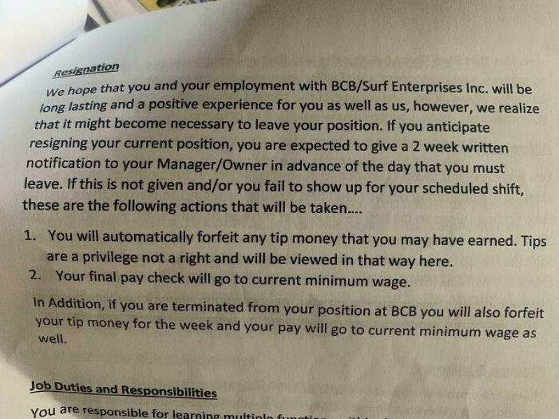 Policy Policy for quitting at a workplace