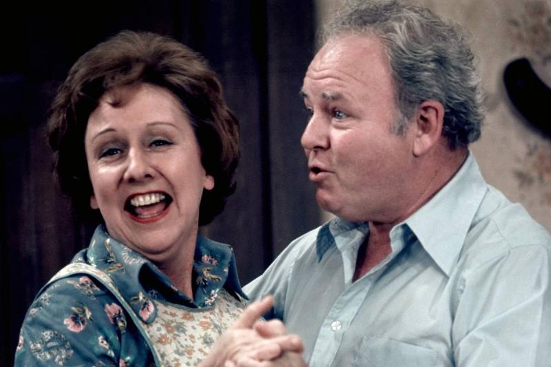Carol O' Connor gripping Jean Stapleton's hand as Archie and Edith Bunker in All in The Family Carol O' Connor gripping Jean Stapleton's hand as Archie and Edith Bunker in All in The Family
