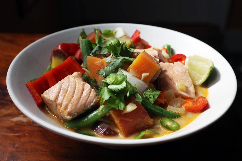 Curried Seafood and Sweet Potato Stew.
