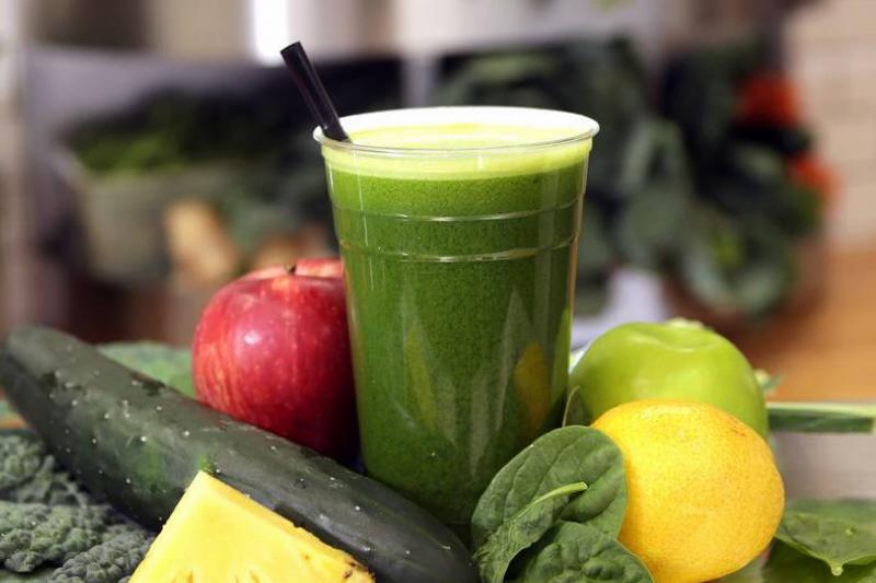 Revolution Juice In Boston Pictured is the Easy Green: kale, spinach, cucumber, apple, pineapple, lemon at Revolution Juice in Boston on Jul. 23, 2015.