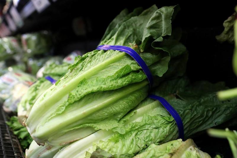SAN RAFAEL, CA - APRIL 23: Romaine lettuce is displayed on a shelf at a supermarket on April 23, 2018 in San Rafael, California.