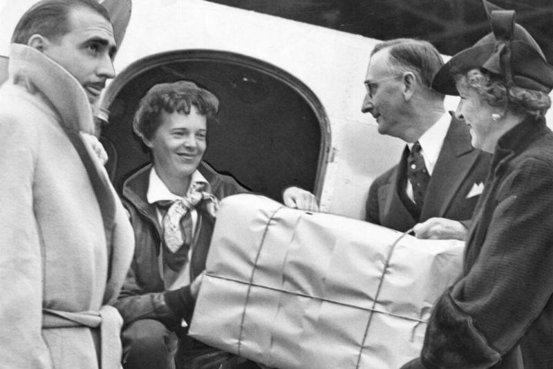 Amelia Earhart before takeoff Amelia Earhart before takeoff