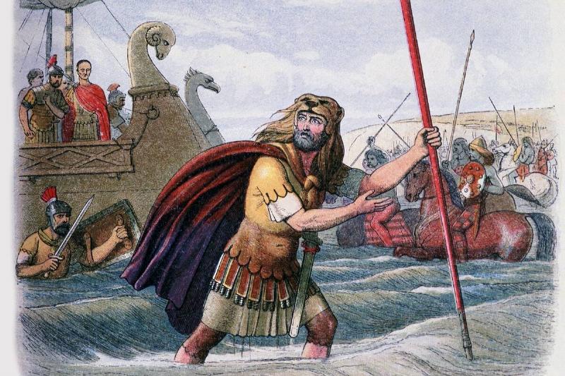 Illustration of the Romans landing in Britain, 19th century. Illustration of the Romans landing in Britain, 19th century.