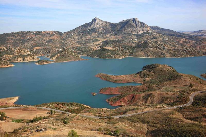 View from the Moorish castle mountainous to the Embalse de Zahara and the landscape. View from the Moorish castle mountainous to the Embalse de Zahara and the landscape.