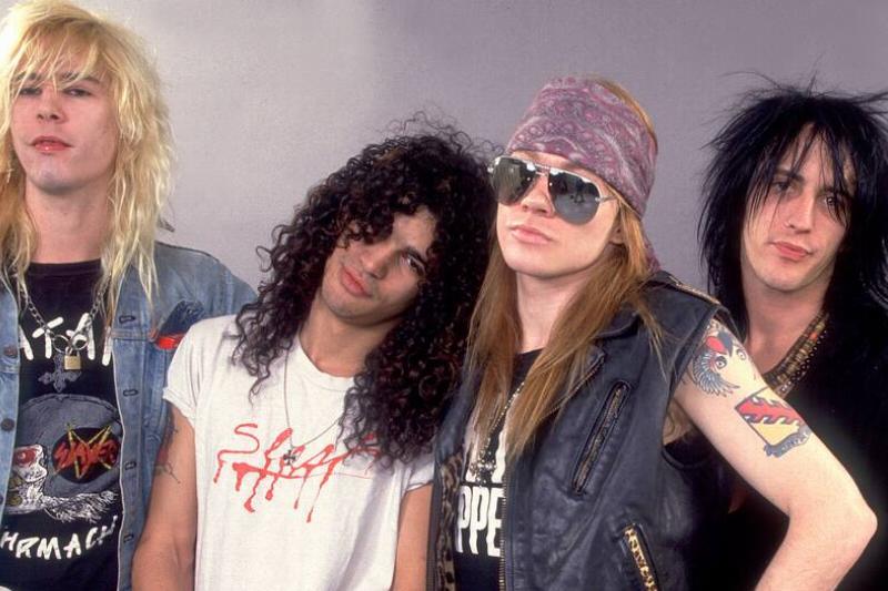 Guns And Roses (Duff McCagan, Slash, Axl Rose, Izzy Stradlin, Steven Adler) at the UIC Pavillion in Chicago, Illinois Guns And Roses (Duff McCagan, Slash, Axl Rose, Izzy Stradlin, Steven Adler) at the UIC Pavillion in Chicago, Illinois