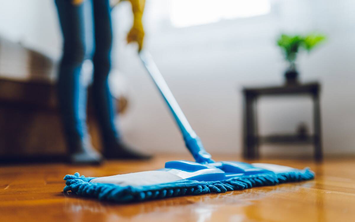 Someone mopping their floor.