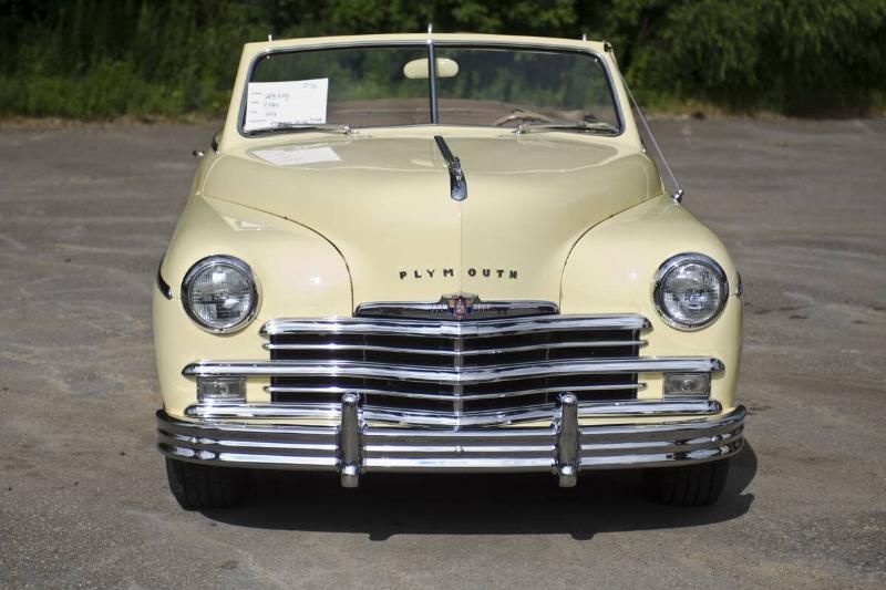 North America, USA, Minnesota, Lilydale, Auto Show Pool and Yacht Club, 1949 Plymouth Special Deluxe Convertible. North America, USA, Minnesota, Lilydale, Auto Show Pool and Yacht Club, 1949 Plymouth Special Deluxe Convertible.
