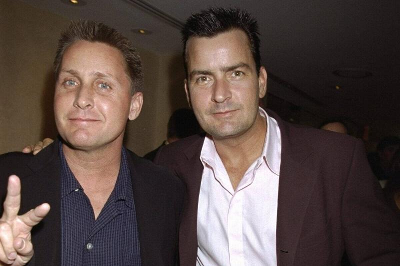 Emilio Estevez (left) and his brother, Charlie Sheen, get to Emilio Estevez (left) and his brother, Charlie Sheen, get to