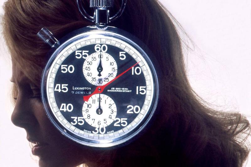 Anxious Woman With Stopwatch On Her Mind in the 1970's Anxious Woman With Stopwatch On Her Mind in the 1970's