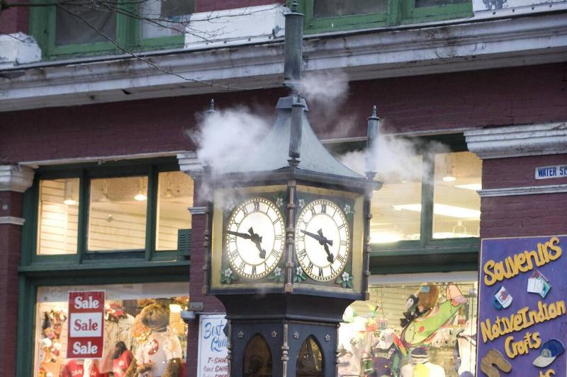 The Gastown Steam Clock lets of some ste The Gastown Steam Clock lets of some ste