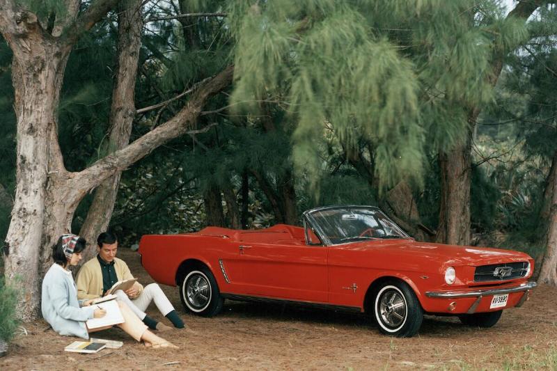 Promotional Shot Of Red 1964 Ford Mustang Convertible Promotional Shot Of Red 1964 Ford Mustang Convertible