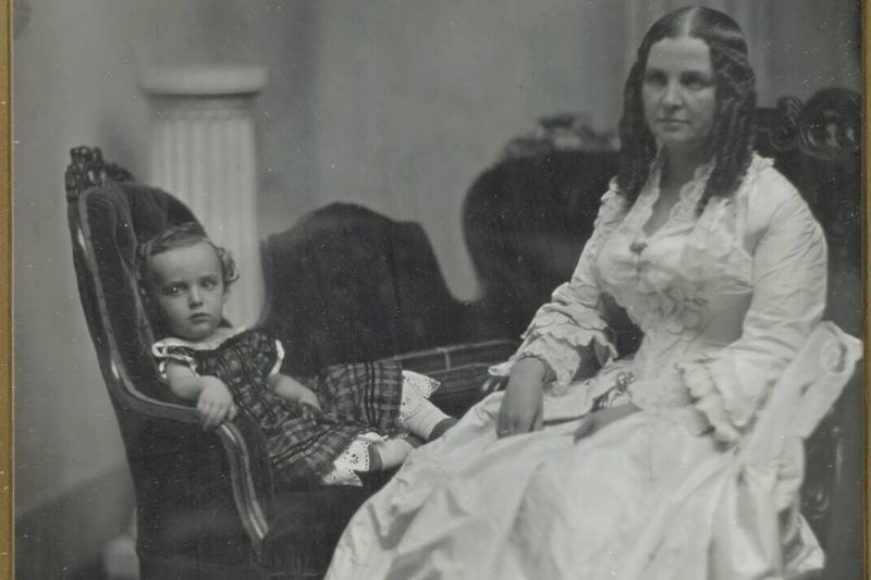 Woman in White with her Young Son. Woman in White with her Young Son.