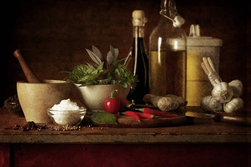 Selection of spicey ingredients and herbs used in cooking... Selection of spicey ingredients and herbs used in cooking...