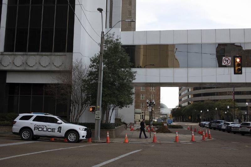 Capitol Police patrol downtown Jackson, Mississippi
