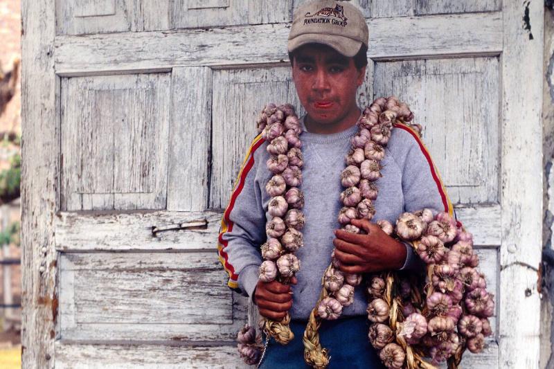 Teen Boy Sells Garlic Wreaths Teen Boy Sells Garlic Wreaths