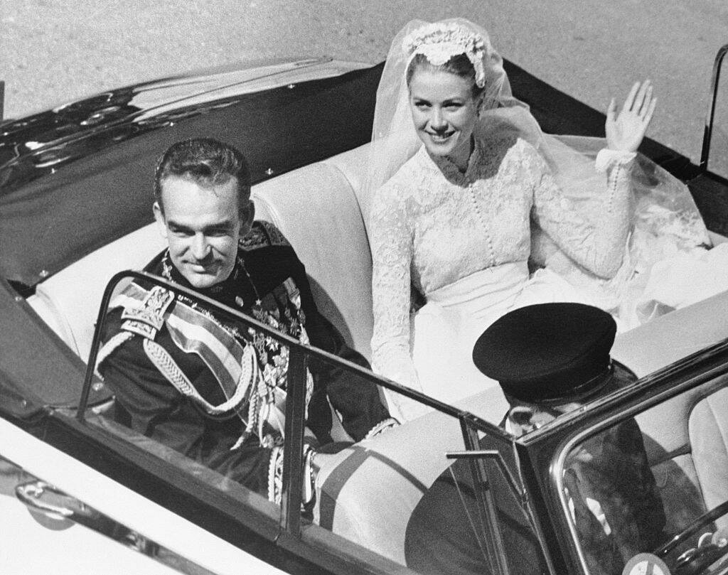 Chauffer driving Prince Rainier and Grace Kelly on their wedding day