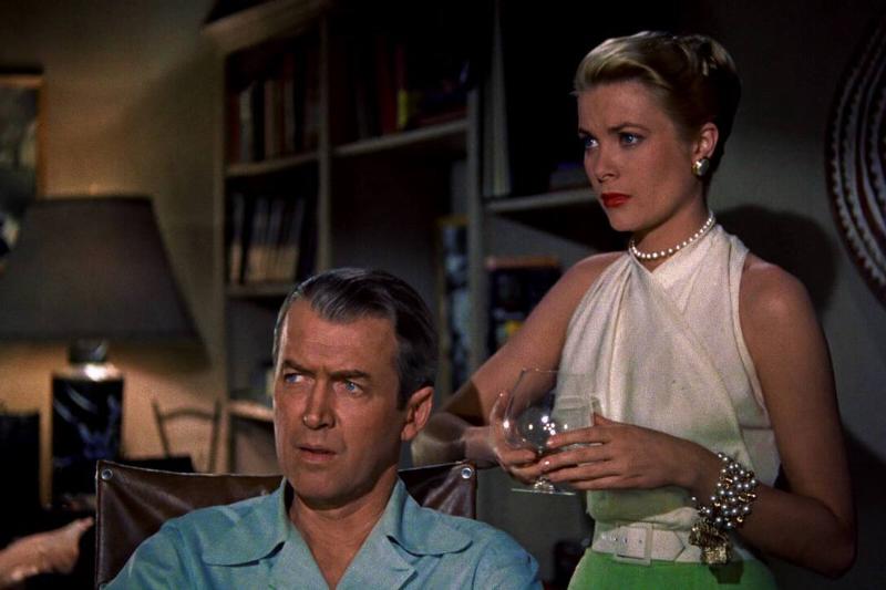 James Stewart and Grace Kelly as L.B. Jefferies and Lisa Fremont in 'Rear Window'