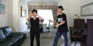 Mom and son do it Gangnam style.