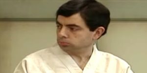 Mr. Bean in Judo class.