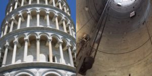 The leaning tower of Pisa is empty on the inside.