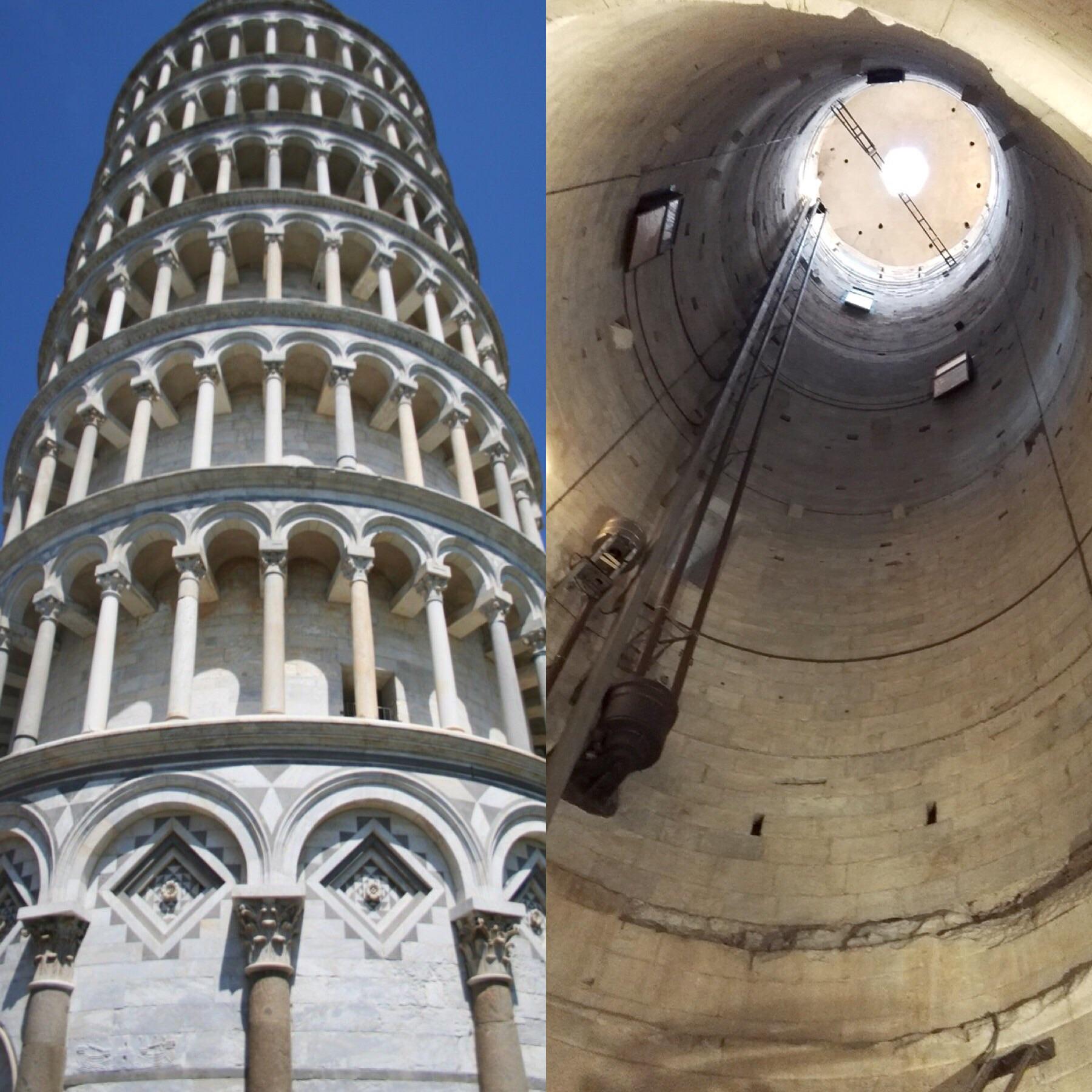 The leaning tower of Pisa is empty on the inside.