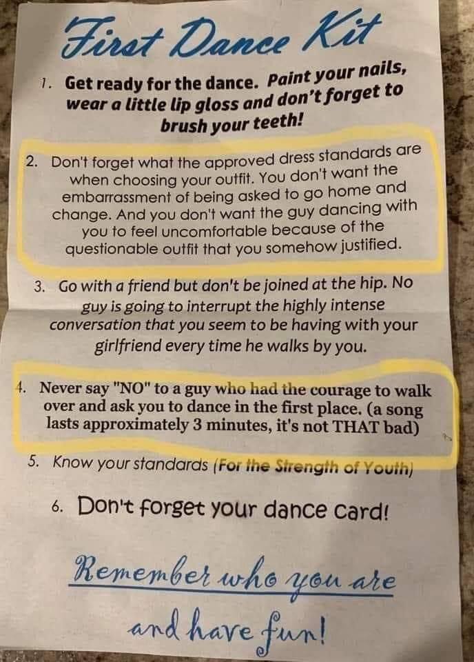 Local church dance requires brushing your teeth, among other things...