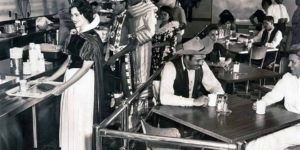 Disneyland employee cafeteria, roundabouts 1961.