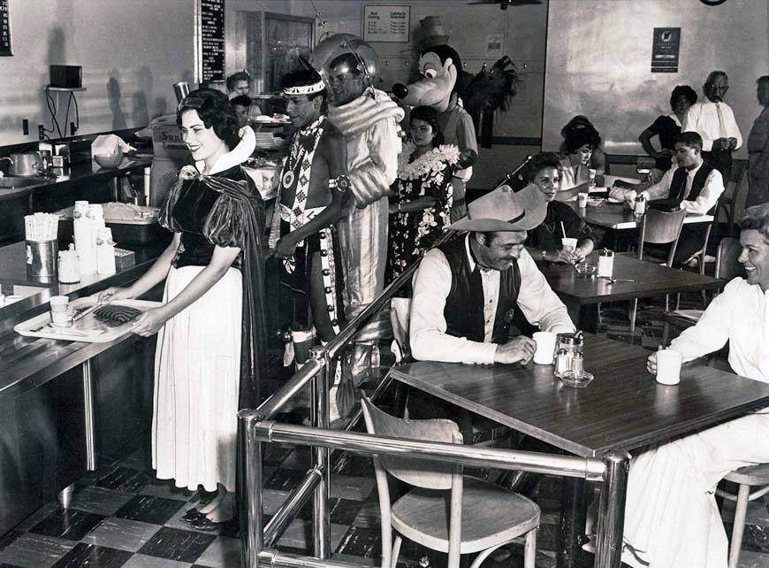 Disneyland employee cafeteria, roundabouts 1961. 