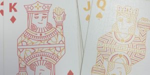 McDonald’s themed deck has the queen holding the burger… for reasons.