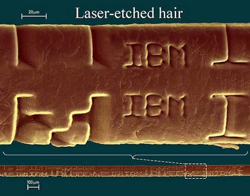 The laser used in corrective eye surgery is accurate enough to write words on a hair.