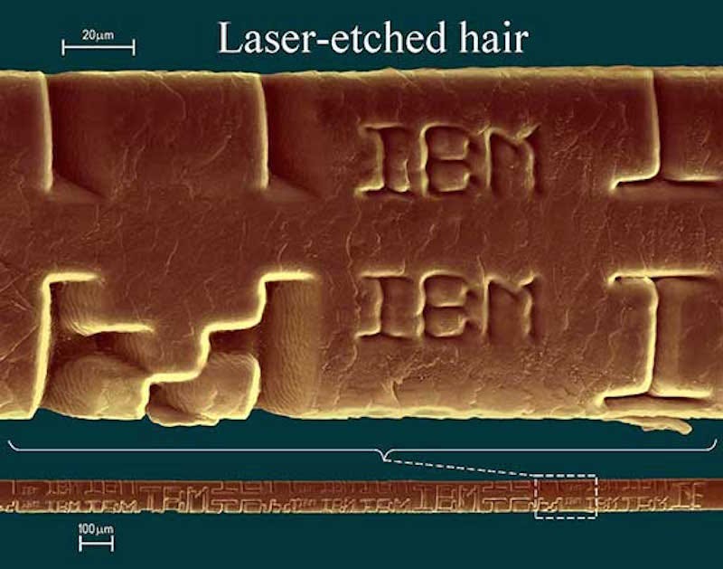 The laser used in corrective eye surgery is accurate enough to write words on a hair.