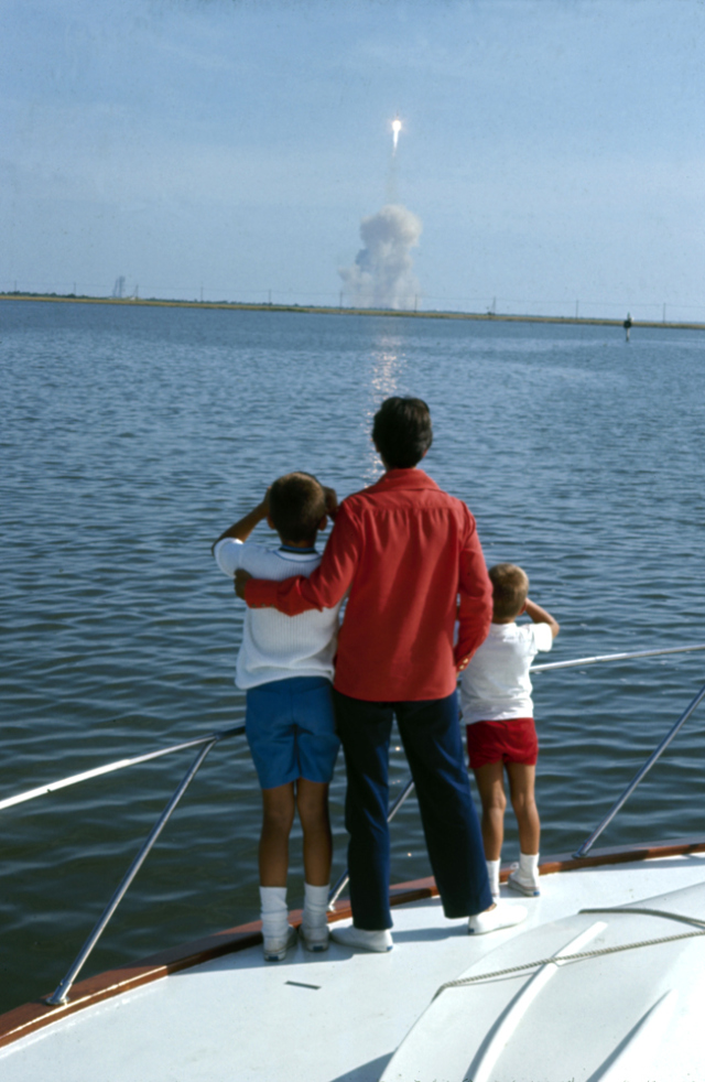 Neil Armstrong's family watching him launch to the Moon.