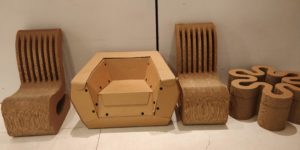Chairs made out of cardboard