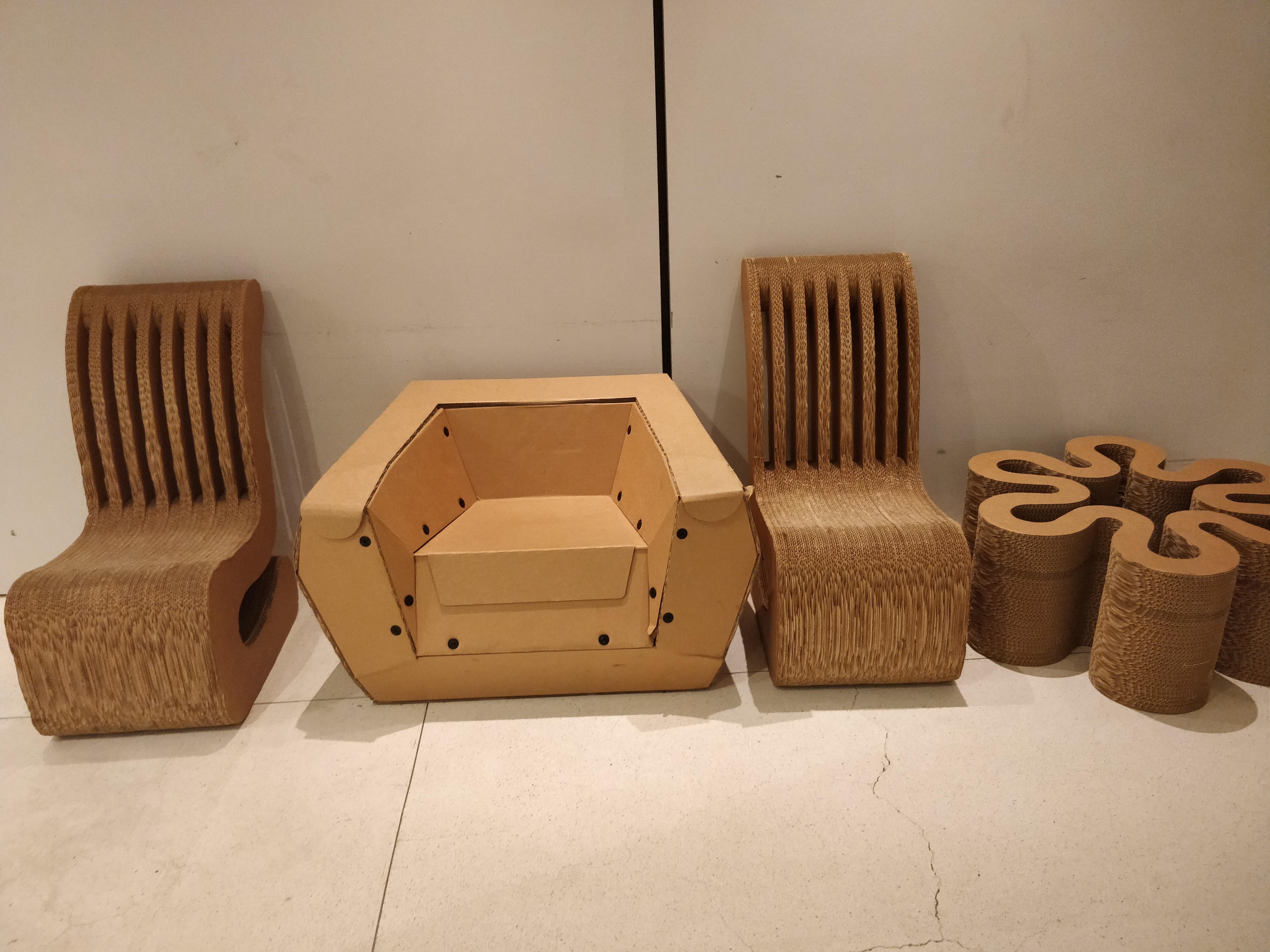 Chairs made out of cardboard