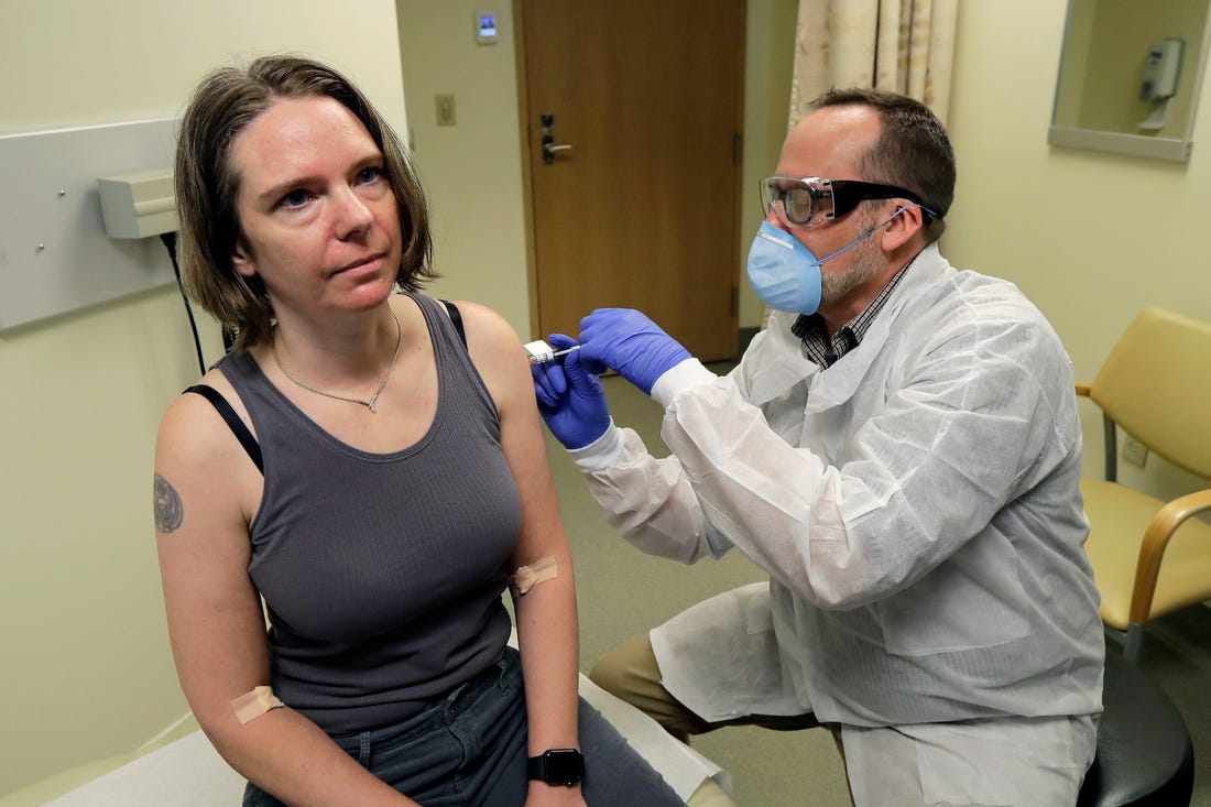 Jennifer Haller, a true martyr, gets the first experimental vaccine for COVID-19.