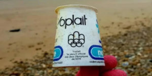 This plastic cup was thrown into the sea circa 1976.