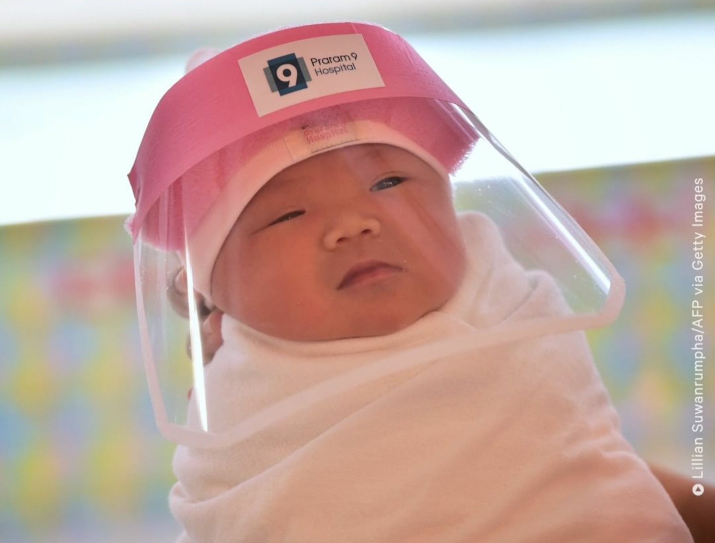 Newborns were given tiny face shields at a hospital in Bangkok, Thailand. What a time to be alive..