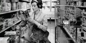 Audrey Hepburn shopping with her pet Deer therabouts 1958