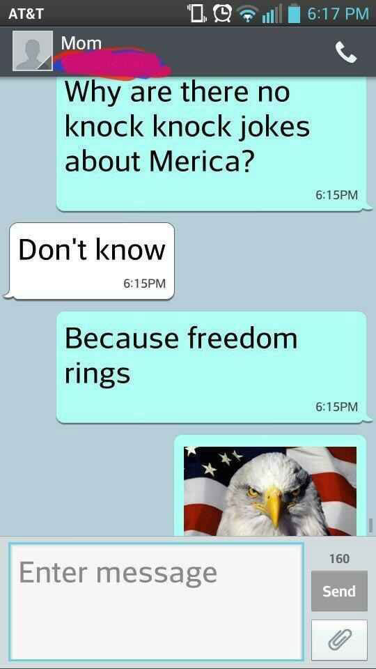 Knock knock jokes about America.