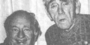 The last image taken of Larry and Moe of the Three Stooges together.